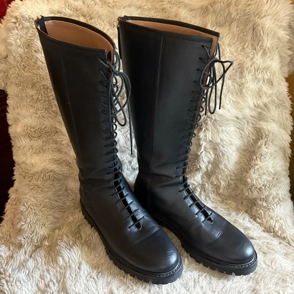 LEGRES Style 11 Laceup Leather Knee Boots - Picture 2 of 10